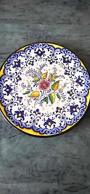 Buy Beautiful Vintage Spanish Studio Art Pottery Hand Painted Floral Collector Plate • 1£