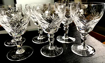 Buy Set Of Six Royal Brierley Crystal Cut Wine Glasses 4 3/4ins • 45£