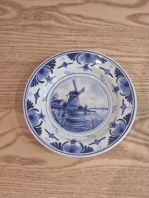 Buy Vintage Delft Windmill White & Blue Collectors Plate Delft Decorative Plate • 12.99£