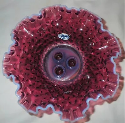 Buy Antique Fenton Purple Plum Hobnail Flower Art Glass Epergne Bowl Candle Holder • 474.73£
