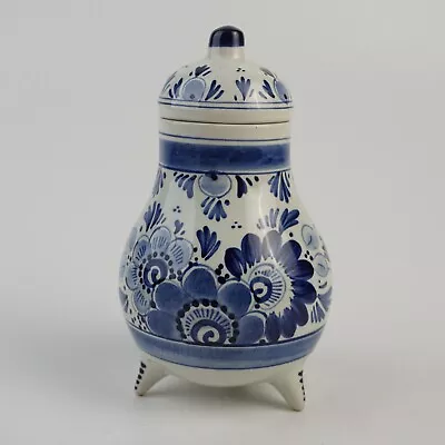 Buy Three-foot Delft Blue Holland Ceramic Lid Vase, Flower Decor, Approx. 15.5cm Tall • 20.55£