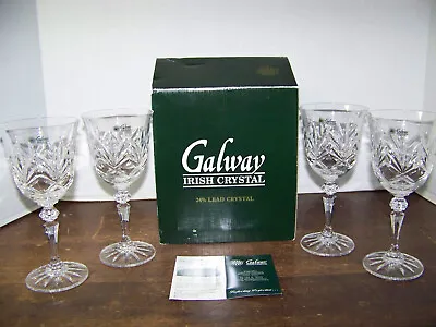 Buy Galway Irish Crystal Kylemore Red Wine Glass Set Of 4 NIB Mint Stunning Barware • 52.06£