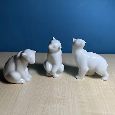 Buy Nao By Lladro Polar Bears Set Of 3 Figurines White Porcelain 1983 Vintage • 40£