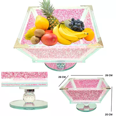 Buy Large Crushed Diamond Fruit Bowl Crystal Filled Pink Home Kitchen Pink Sparkly • 37.97£