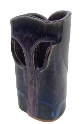 Buy Bay Pottery Virginia Art Studio Hand Built Slab Cylinder Pot Purple Drip Glaze  • 23.66£