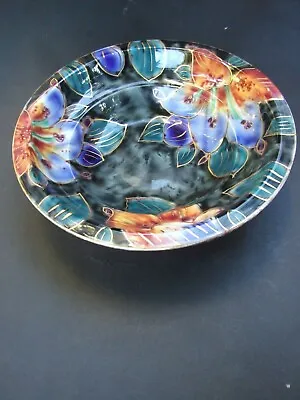 Buy Antique Burleigh Ware England Large Pottery Fruit  Bowl Floral Blue  Design VGC • 121.26£