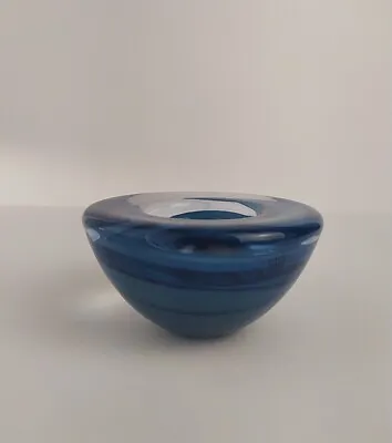Buy Kosta Boda Sweden Blue Swirl Glass Candle Holder Votive Tea Light • 15£