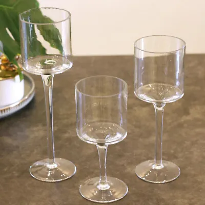 Buy 3Pcs Glass Tealight Holders Pillar Candles Candlestick Party Wedding Table Decor • 12.94£