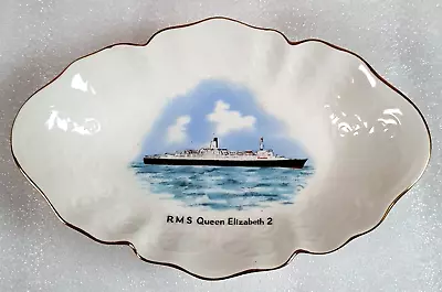 Buy Cunard RMS Queen Elizabeth 2 QE2 Fine Bone China Bonbon Dish Etc - Staffordshire • 24.89£