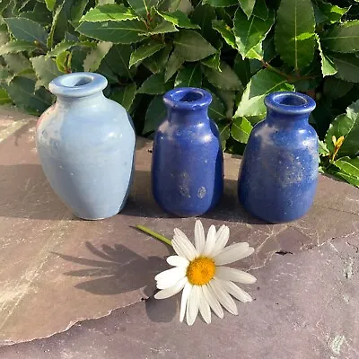 Buy Vintage Blue Glazed Ronuk Stoneware Pots Rustic Home Décor Antique Bottles X 3 • 20.99£