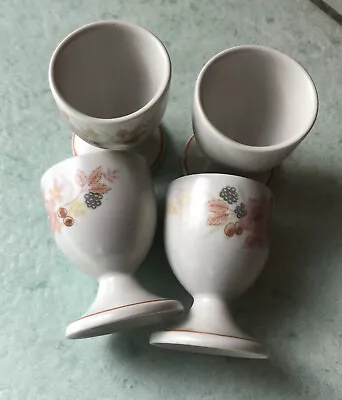 Buy VINTAGE - BOOTS HEDGE ROSE DESIGN FOOTED EGG CUPS X 4 - EXCELLENT CONDITION  • 4.95£