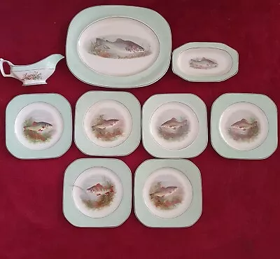 Buy Vintage 1930s 9 Piece Fish Themed Dinner Set Woods Ivory Ware, England Vgc • 125£