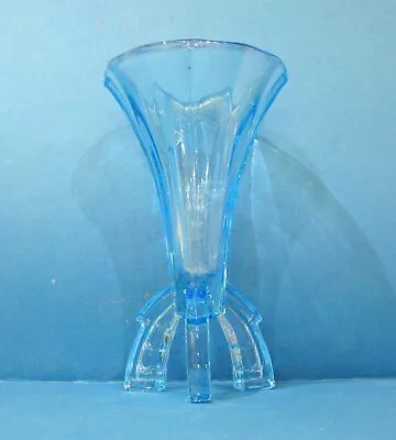 Buy 1930's Art Deco Blue Glass Rocket Vase 16cm Tall • 12£