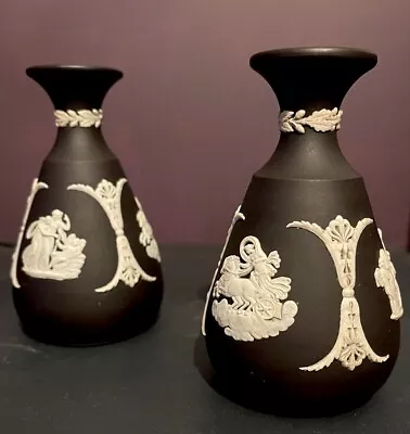 Buy Wedgwood Black Jasperware Posy Vases - Two In Total • 25£