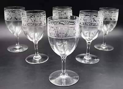 Buy Antique French Baccarat Chablis Water Glasses Fleur De Lys Design Set Of 6 • 959.04£
