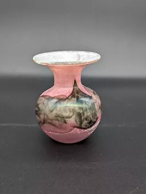 Buy Vintage Mdina Glass Vase Pink And Grey, Inscribed • 25£