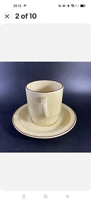 Buy 1970s Retro Poole Pottery Broadstone Tea / Coffee Cup And Saucer Cream Brown • 3£