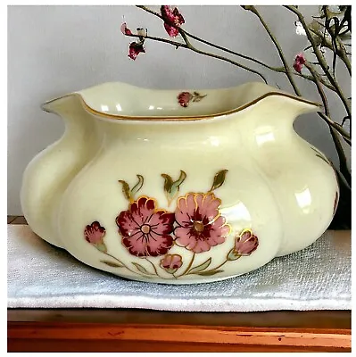 Buy VTG 60s Zsolnay Porcelain Cachepot Vase Bowl Hand Painted Flowers Gold Hungary • 32.72£