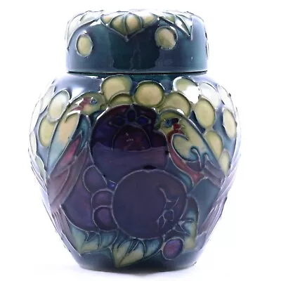 Buy Moorcroft 1st Quality Vintage Sally Tuffin ‘Finches’ Ginger Jar 11cm, 1993 • 130£