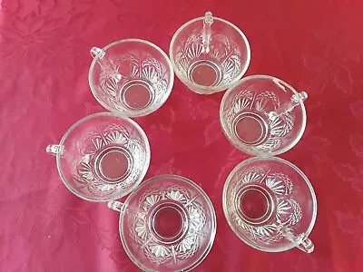 Buy 6 Vintage Glasses / Glass Tea Cups Clear Drinkware Kitchen Table Ware  • 18£