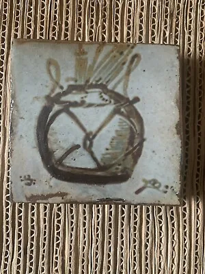 Buy RARE BERNARD LEACH  Early ST.IVES POTTERY Wood Fired Stoneware Hand Cut Tile • 800£