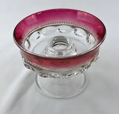 Buy King's Crown Candle Stick Holder Stemmed Thumbprint Ruby Red Flash Single • 9.58£