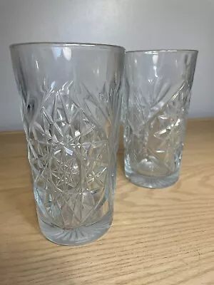 Buy 2 Libbey Highball Water Glasses Hobstar 16 Oz. Tumblers 6 1/4  • 12.34£