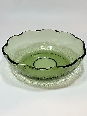 Buy Vintage Green Textured Glass Scalloped Edge Serving Decorative Bowl 7.25” Wide • 9.55£