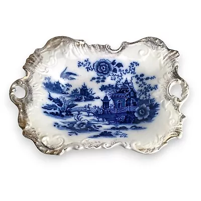 Buy Antique T. Rathbone & Co Large China Serving Dish Burmese Flow Blue Platter • 25£