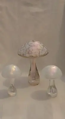 Buy Heron Glass White Mushroom Set Of Three - Gift Boxes - Hand Crafted In Cumbria • 65£