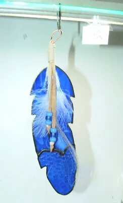 Buy 9  L Stained Glass EAGLE FEATHER Suncatcher For Window Handmade In USA #42 • 24.89£