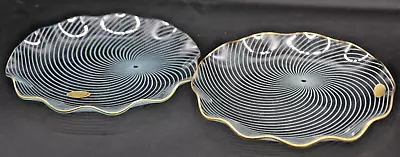 Buy 2 Chance Glass Atomic Swirl. Wavy Edge Shallow Dish. Post War Classic. Excellent • 17.50£
