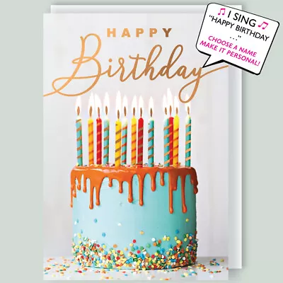 Buy Personalised Cake & Candles Musical Birthday Card Singing  Happy Birthday  • 6.99£