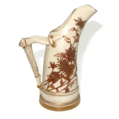 Buy Royal Worcester Pitcher Antler Or Stag Horn Handle 6 1/8  Tall 1116, Gold, Ivory • 51.20£