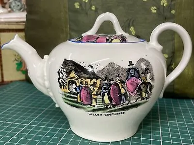 Buy Antique Staffordshire  Style Welsh Costumes Souvenir Ware Teapot C.1899 • 5£