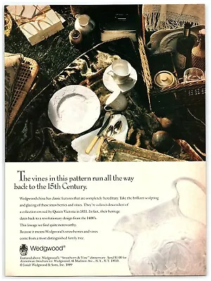 Buy 1989 Wedgwood China Dinnerware Print Ad, Strawberry & Vine Design Queen Victoria • 10.91£