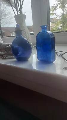 Buy 2 X Blue Glass Perfume Bottles • 9.99£