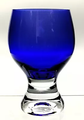 Buy Set Of 12 Contemporary Style Cobalt Blue Cased In Clear Glass Wine Goblets 260ml • 64.99£