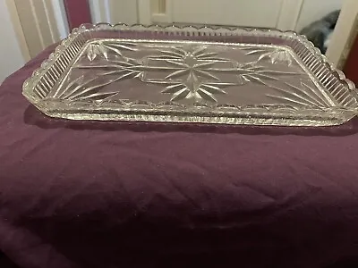 Buy A Old Fancy Clear Glass Dressing Table/ Vanity Rectangular Tray. 300x196mm • 12£