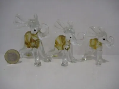 Buy 3 X VINTAGE MCM ELEPHANTS MURANO GLASS LAMPWORK NOVELTY WILD ANIMAL ORNAMENTS • 24.99£