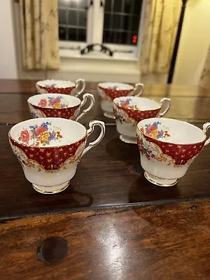 Buy Paragon Rockingham Red Bone China Coffee Cups And Saucers 6 Person Set • 70£