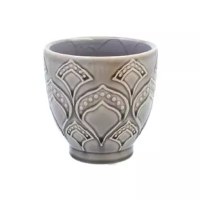 Buy Grey Ceramic Stoneware Damask Plant Pot Cover Planter, Gisela Graham, 14cm • 12£