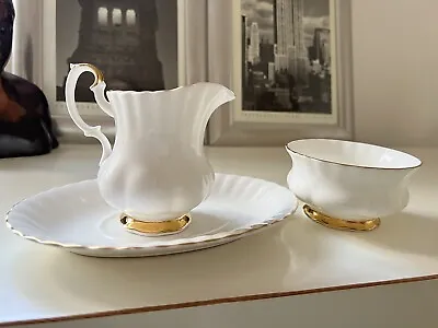 Buy Royal Albert Bone China Val Dor Tea Set White Gold Creamer Bowl Tray Plate Dish • 30£