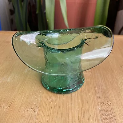 Buy Blenko Sea Green Crackle Glass Aqua Green Top Hat Art Glass Toothpick Holder • 25.21£