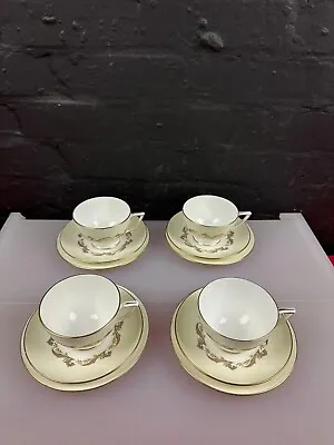 Buy 4 X Minton Gold Laurentian H5184 Tea Trios Cups Saucers And Side Plates Set • 59.99£