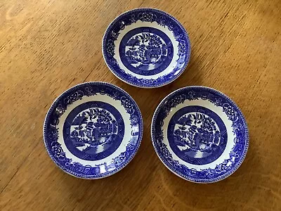 Buy 3 Vintage Old Willow Pattern Alfred Meakin Saucers • 2.99£