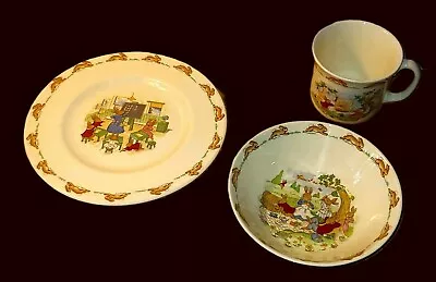 Buy Vintage Royal Doulton Bone China Children's Plate Bowl Mug Set-Bunnykins Rabbits • 33.62£