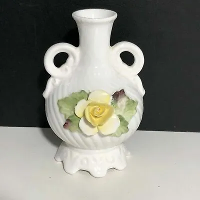 Buy Vintage Coalport Bone China Miniature Double Handled Vase Ornament 3D Flowers • 12.99£