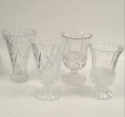 Buy Assorted Glass Crystal Vases Ornaments Pots X4 Geometric Classic Cut • 9.99£