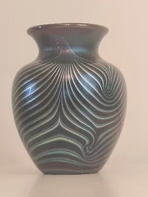 Buy Rare Fully Signed Okra Pulled Feather Vase Founder Members Piece Iridescent • 49.99£